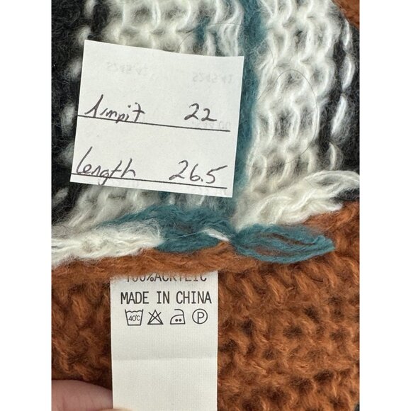 Boho Striped Open Front Knit Cardigan Sweater Women’s Size M Oversized Fall Cozy - Picture 3 of 8